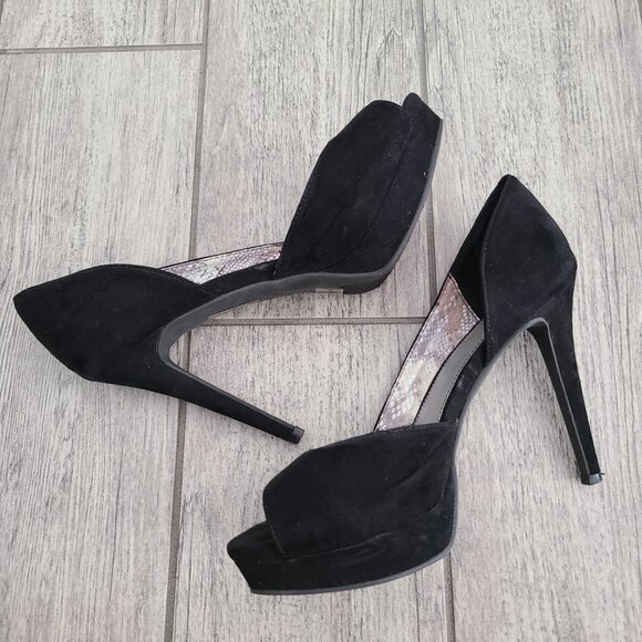 Fergalicious Radical Women's Black Peep-Toe Stiletto Heels Size 8.5W - Picture 7 of 15